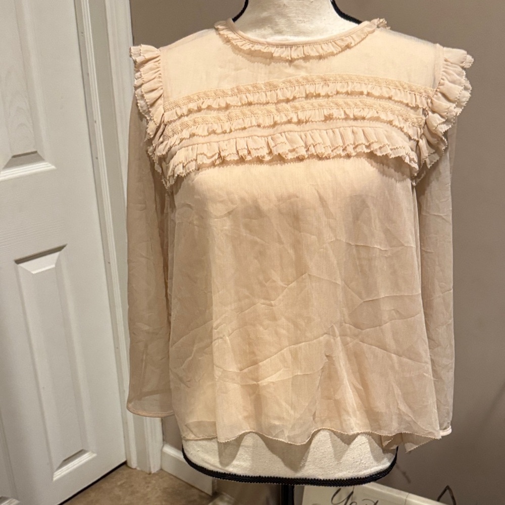 H&M Cream Ruffle Detail Blouse